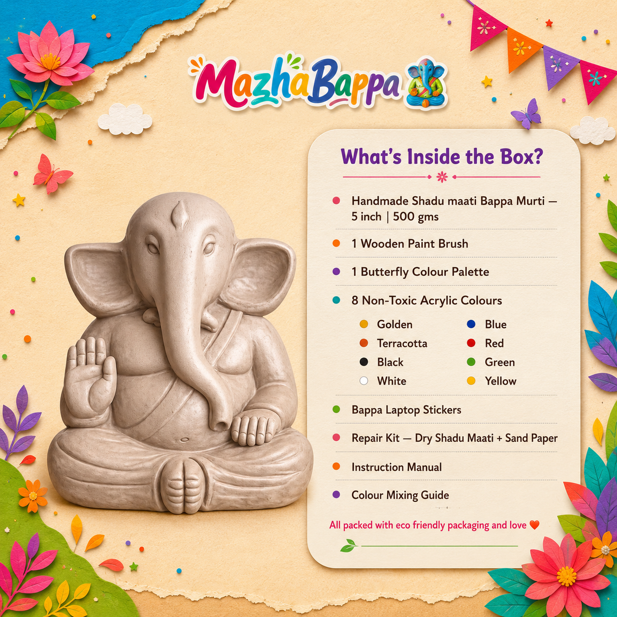 Eco Friendly Shadu Ganpati Painting Kit